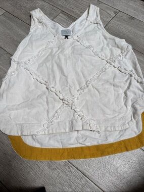 HD in Paris White Textured Tank in linen blend